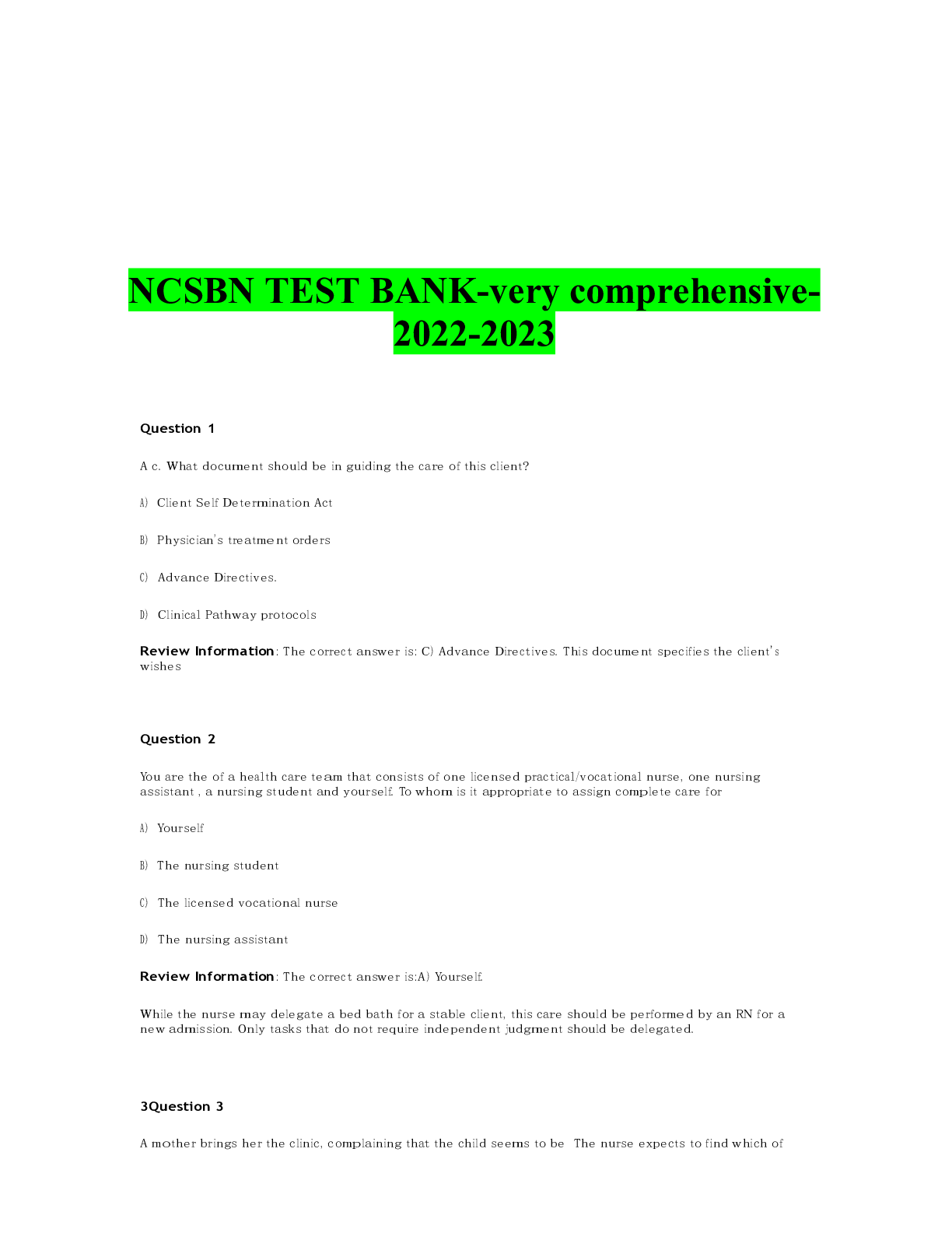 Preview image for NCSBN TEST BANK-very comprehensive-2022-2023